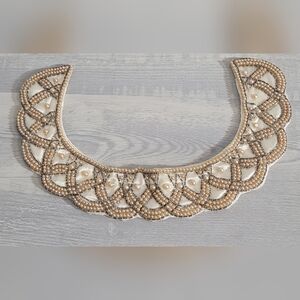 VINTAGE Japan 40s Handmade Baar E. Beards Faux Pearl Satin Collar Necklace
